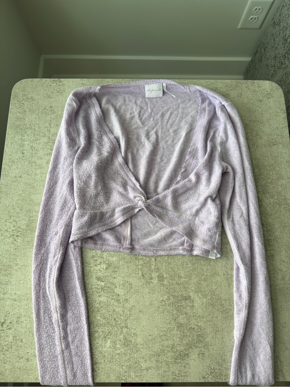 Urban Outfitters Lavender Cropped Twist-Front Long Sleeve Top